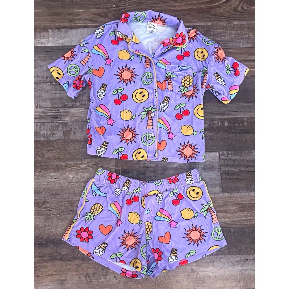 Art Class Girls L (10/12) Purple 2pc Button-Up Pajama Set Flame Resistant